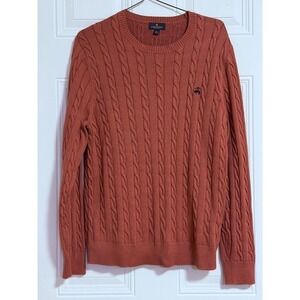 Brooks Brothers  Cable Knit Sweater  SZ Large Supima Career Pumpkin Fall